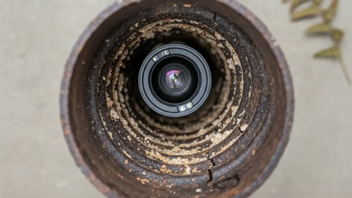 Sewer camera inspection of an older pipe before hydro jetting