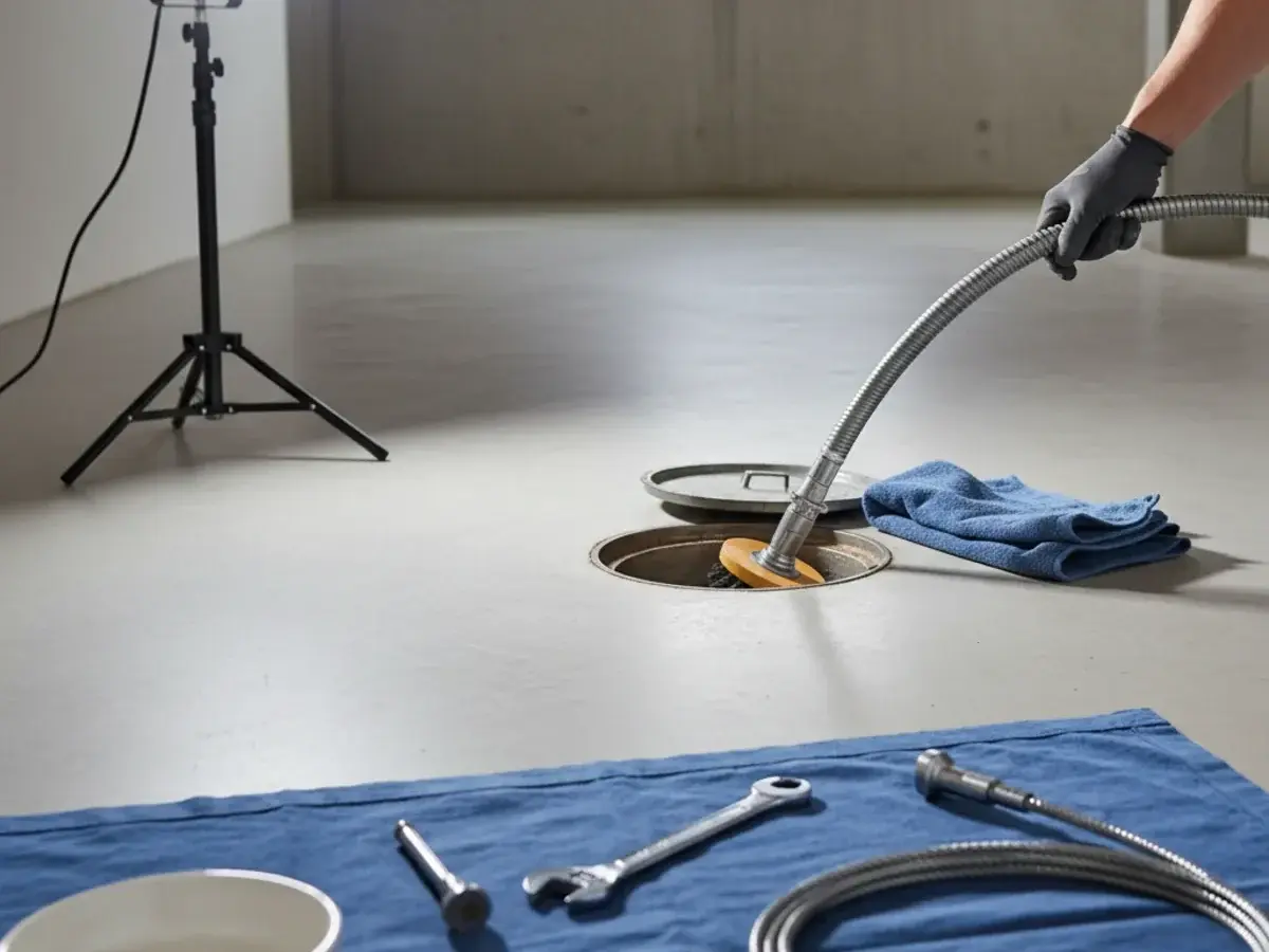 Floor drain cleaning for a basement drain in Sterling Heights MI