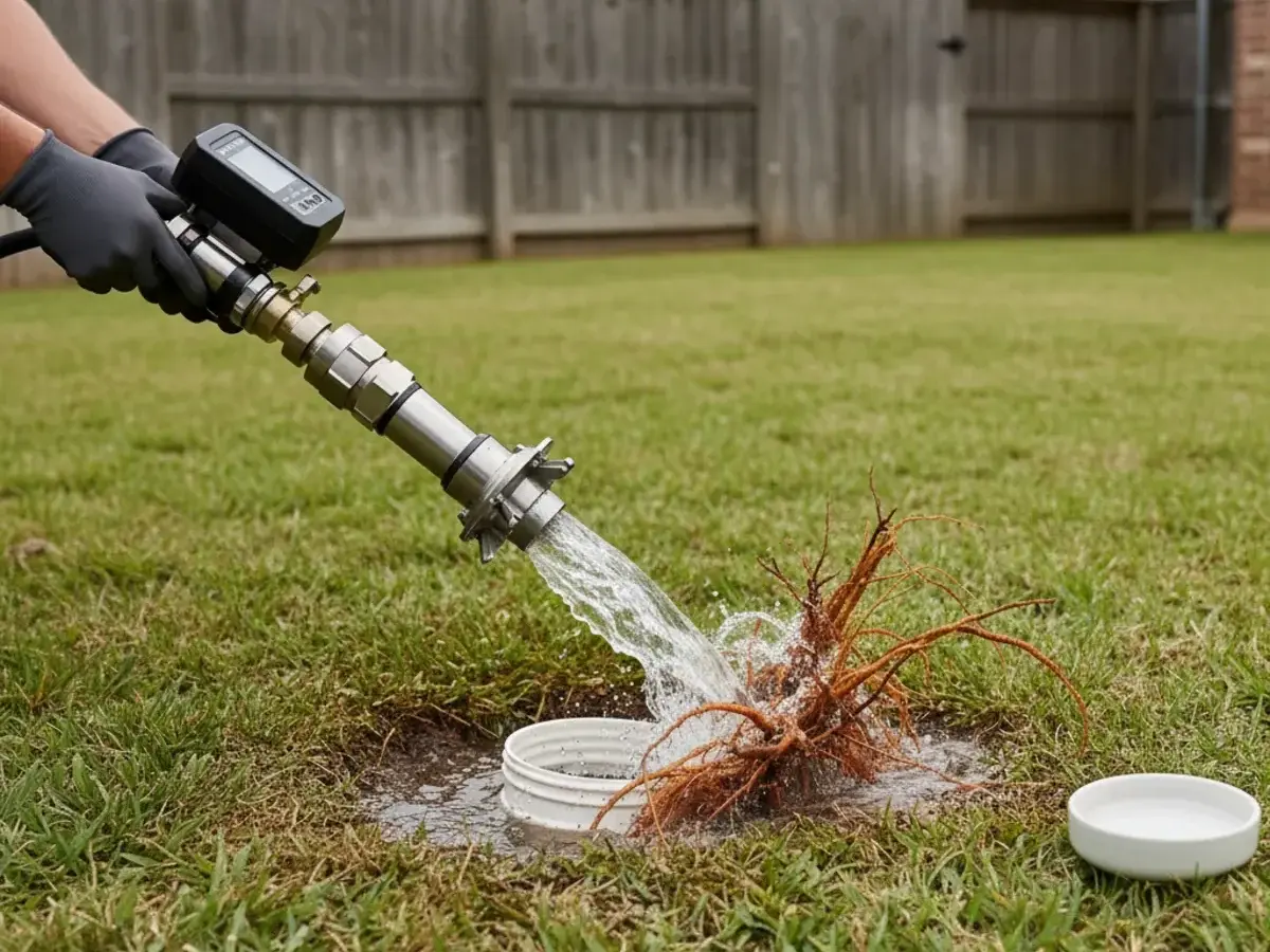 Tree root removal from a sewer line in Sterling Heights MI