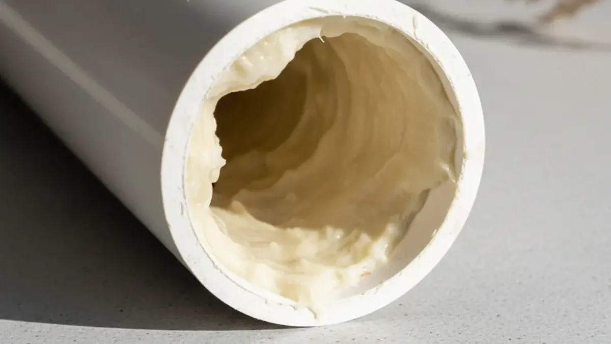 Grease buildup inside a drain pipe