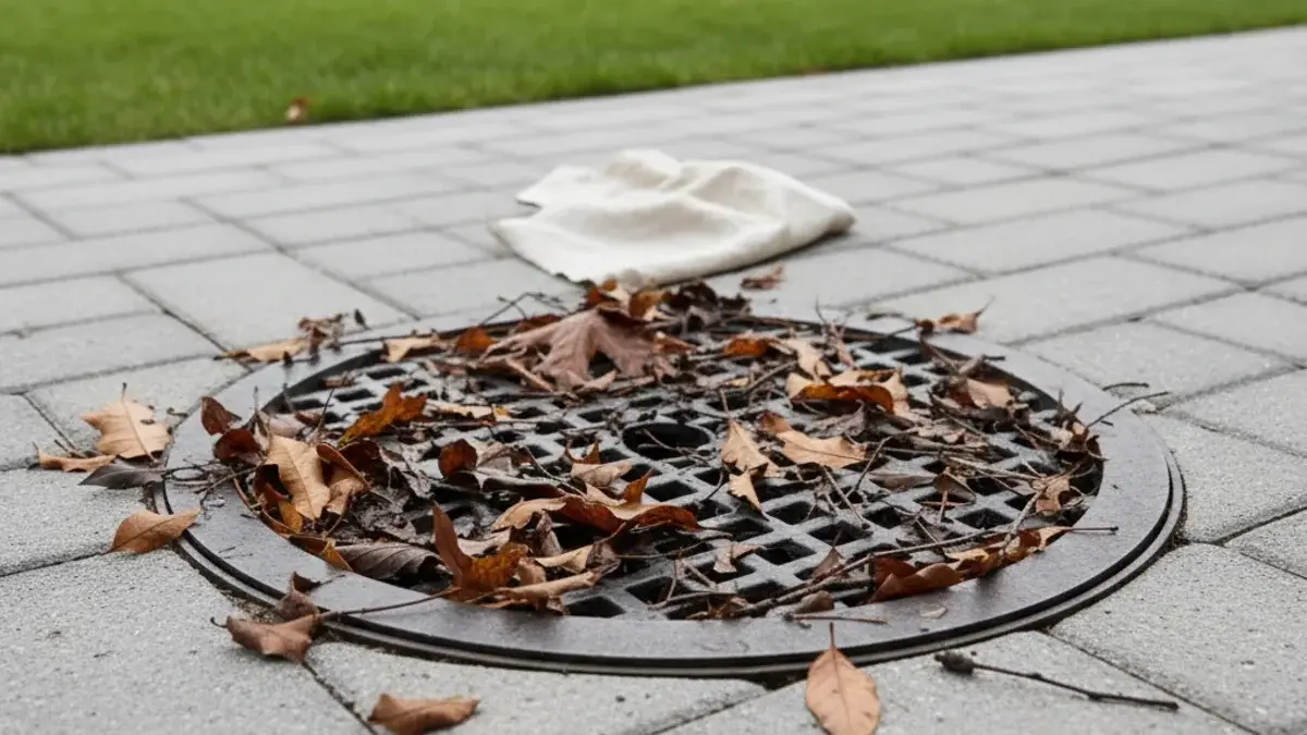 Clogged outdoor yard drain